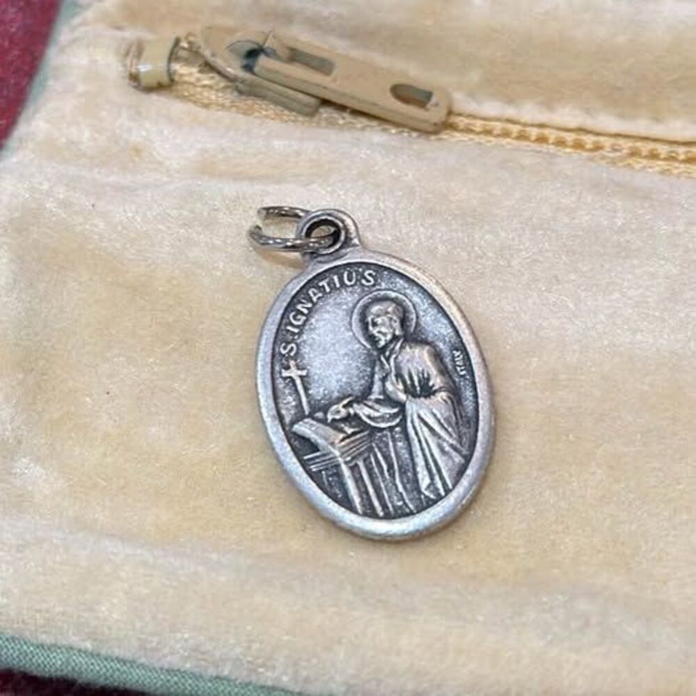 Vintage St Ignatius of Loyola Medal Italian Catholic Heritage Jesuit Saint